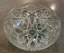 Antique EAPG Star Pattern Clear Pressed Glass Dish Depression Glass Sawtooth picture