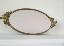 Vintage Matson Gold Bird Dogwood Flower Vanity Tray Mirror 14
