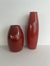 Vintage Pair Amano Scheurich Vases Made In Germany Oxblood Red 629-18 picture