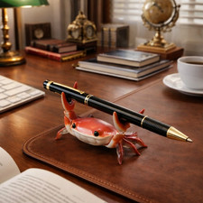 Cute Crab Pen Holder Desk Organizer Healing Animal Pen Stand Mini Statute Decor picture