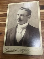 Antique Photograph Cabinet Card Handsome Young Man Mustache Vincent New York picture