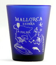 MALLORCA SPAIN PALMA DE MALLORCA COBALT BLUE FROSTED SHOT GLASS SHOTGLASS picture