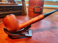 Vintage Longchamp France Leather Covered Briar Tobacco Pipe picture