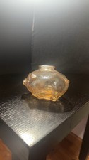Vintage Textured Marigold Amber Glass Piggy Bank picture