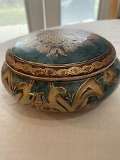 Hand Painted 7 Inch Asian Trinket Box picture