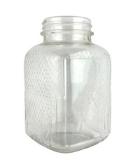 Vintage Owens Corning Clear Glass Jar 1930s Art Deco Quilted Square picture