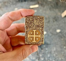 Jerusalem Cross Brass Custom Zippo Lighter | Solid Brass Zippo | Made In USA picture