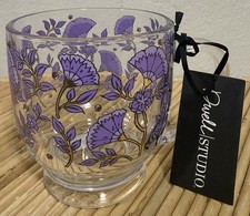 Dwell Studio Clear glass Footed Mug Purple Floral & Rhinestones picture