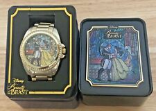 DISNEY ACCUTIME BEAUTY AND THE BEAST STAINED GLASS WRIST WATCH WITH TIN PN2012 picture
