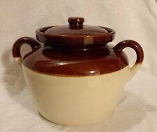 Vintage McCoy #1242 Large Brown/Tan Pottery Crock Bean Pot w/ Lid 6