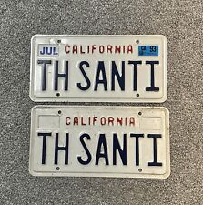 Pair of 2 TH SANTI California Custom License Plates 1993 Harry Potter Santiago picture