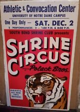 ORIGINAL ANTIQUE VINTAGE 70s SHRINE CIRCUS POSTER BOARD NOTRE DAME SOUTH BEND IN picture