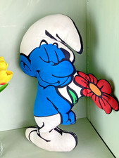 Vintage 1970s SMURFS Peyo SEPP Stuffed Cloth Pillow 18” picture