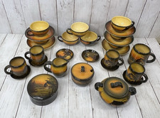 German SCHRAMBERG Majolika Handpainted Black Forest 28 PC Lot Dishes Vintage picture
