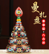 Tibetan Buddhism Red copper polished cloisonne eight auspicious mandala picture