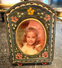 Antique/VTG Italian Micro Mosaic Roman Glass Flowers Photo Frame picture