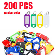 25-200 Plastic Key Tags Metal Ring Luggage Card Name Label Keychain Split Rings picture
