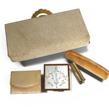 Vintage 1930 30's Merle Norman Cosmetics Clutch Set of 5 Makeup Vanity Art Deco picture
