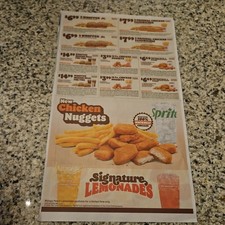 BURGER KING RESTAURANT ADVERTISING SHEET NEW 10/11/26 BK COUPONS picture