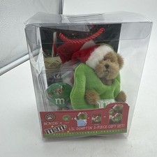 Boyds Bears 2006 Lil' Sumptin' 3-Piece Gift Set Plush Magnet Green M&M #919064 picture