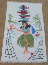 Vintage Souvenir Hawaii Beach Towel Cannon Dry Fast Hula Dancer Girl Cannon picture
