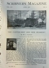 1917 Clipper Ship and Seamen Sailors illustrated picture