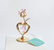 Crystocraft Heart and Tulip with Swarowsky crystal tabletop figurine Mothers day picture