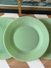 Set of 3 Vintage Jadeite Green Ceramic Dinner Plates picture