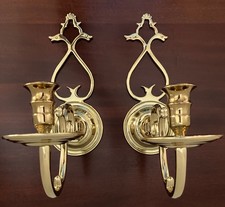 2 Colonial Williamsburg Virginia Metalcrafters Brass Wall Sconces, original box picture