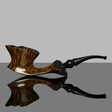 MUXIANG Fleur Pipe Briar Wooden Tobacco Pipe Smooth Freehand Pipe Ebonite Stem picture