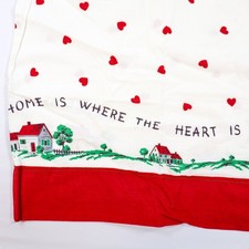 Vintage Border Pillowcase Cottage Home is Where the Heart is 1940s Red Hearts picture