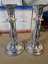 Vintage Wilton Armetale Shiny Silver-Finish Candlestick Holders Pair RWP 1977  picture