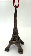 Vintage Metal Eiffel Tower Ornament, Bronze Tone, Paris France, Souvenir picture