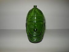 Vintage Wheaton NJ Green Glass Indian Chief Coin Bank picture