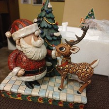 2007 Jim Shore Enesco Traditions Rudolph and Santa with Christmas Tree Sealed picture