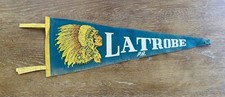 Vintage Latrobe Pennsylvania 25 Inch Pennant w/ Native American Chief Graphic picture