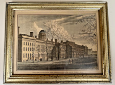 VINTAGE COLUMBIA COLLEGE/UNIVERSITY PRINT LEMON GILT FRAME 1830 BORGESE  PRINT picture