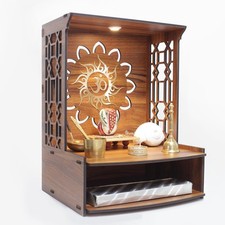 Mangal Beautiful Wooden Pooja Stand for Home, Temple, Office, Wall Mounted Puja picture