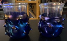 Vintage Peter Vizussi Magic Sands Art Glass “Meteorite” Tumbler Set Of 2 picture