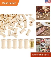 Elegant 100pcs Antique White Wood Craft Spools for Threads & Weaving Projects picture