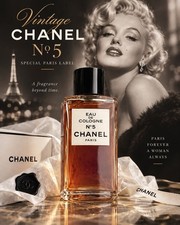 CHANEL No.5 Vintage Eau de Cologne Special PARIS Label Full Bottle 4 Fl Oz picture