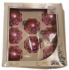 Vintage Rauch Collection Pink Glass Christmas Ornaments. Made In USA. 8 Ornament picture