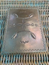 Vtg Harvey Era Native American Navajo Stamped Copper Trinket Box  picture