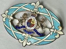 Antique Fancy Brooch British Royal Sterling Enamel Dieux Et Mon Droit 30 GM 3”L picture