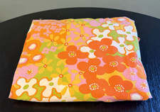 Vintage Flower Power Twin Sheet Fitted Groovy Orange Yellow Green Has Stretch picture