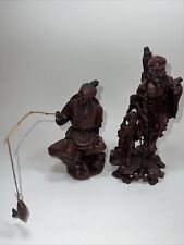 Asian Hand Carved Resin Statues Lot Of 2 picture