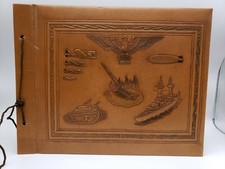 Vintage leather embossed Military Theme Photo Album Scrapbook Cover 13.5