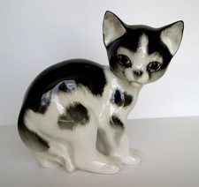 Lomonosov PORCELAIN Figurine CAT,kitten.Black and White picture