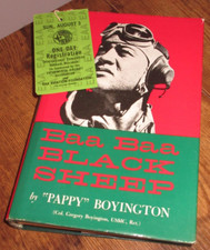 *SIGNED Copy* Pappy Boyington Baa Baa Black Sheep w/ RARE 1986 Convention Ticket picture