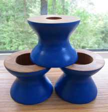 Bambu Brand Wooden Bamboo Candle Holders Blue Reversible Taper Tea Light 2